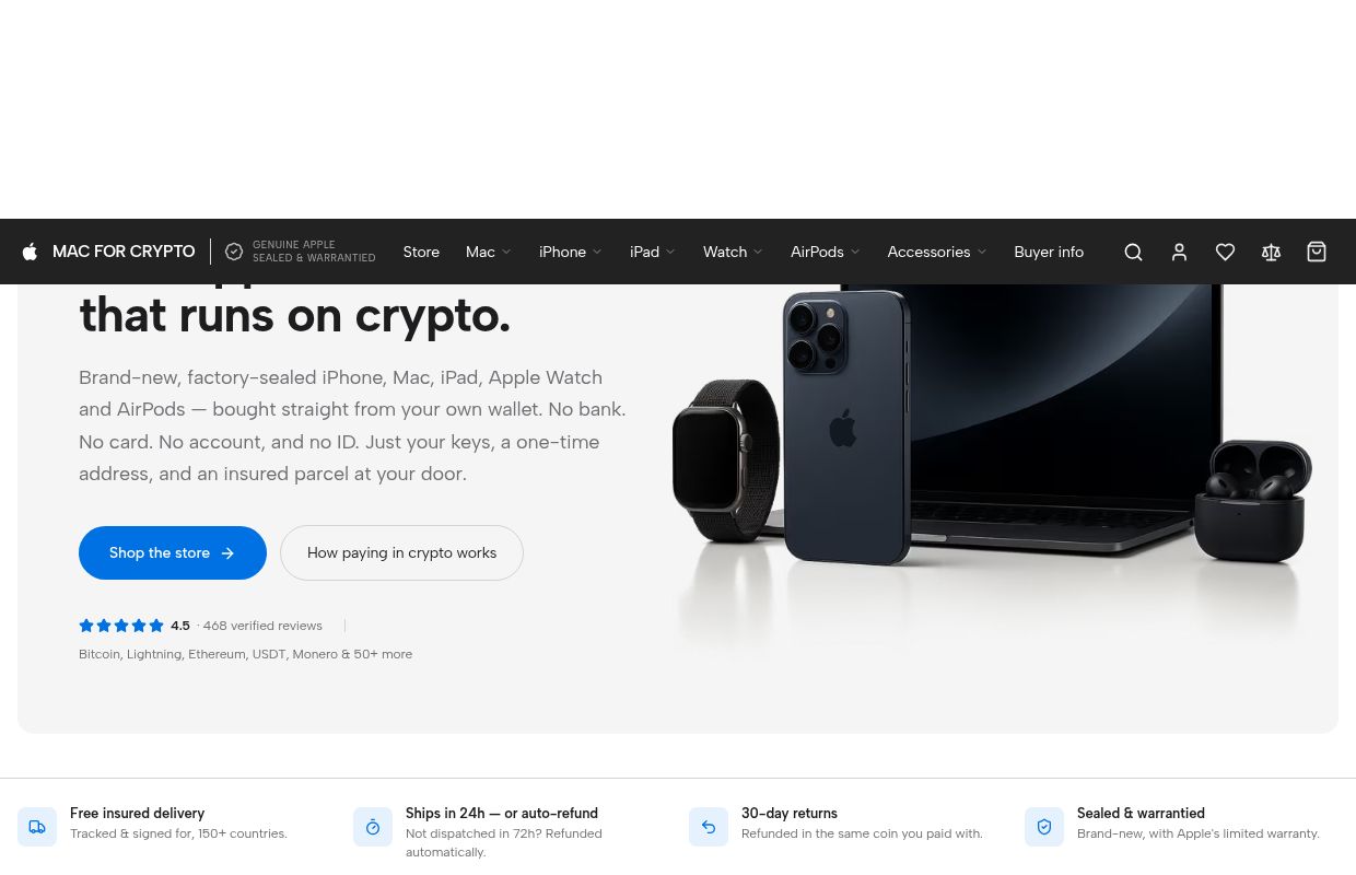Mac for Crypto — Buy Apple Products With Bitcoin & Crypto