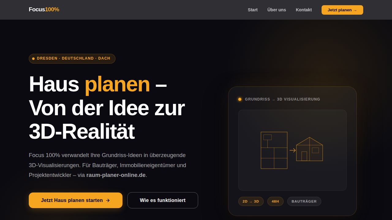 Haus planen 2025 – Professionelle Grundriss & 3D Visualisierung | Focus100