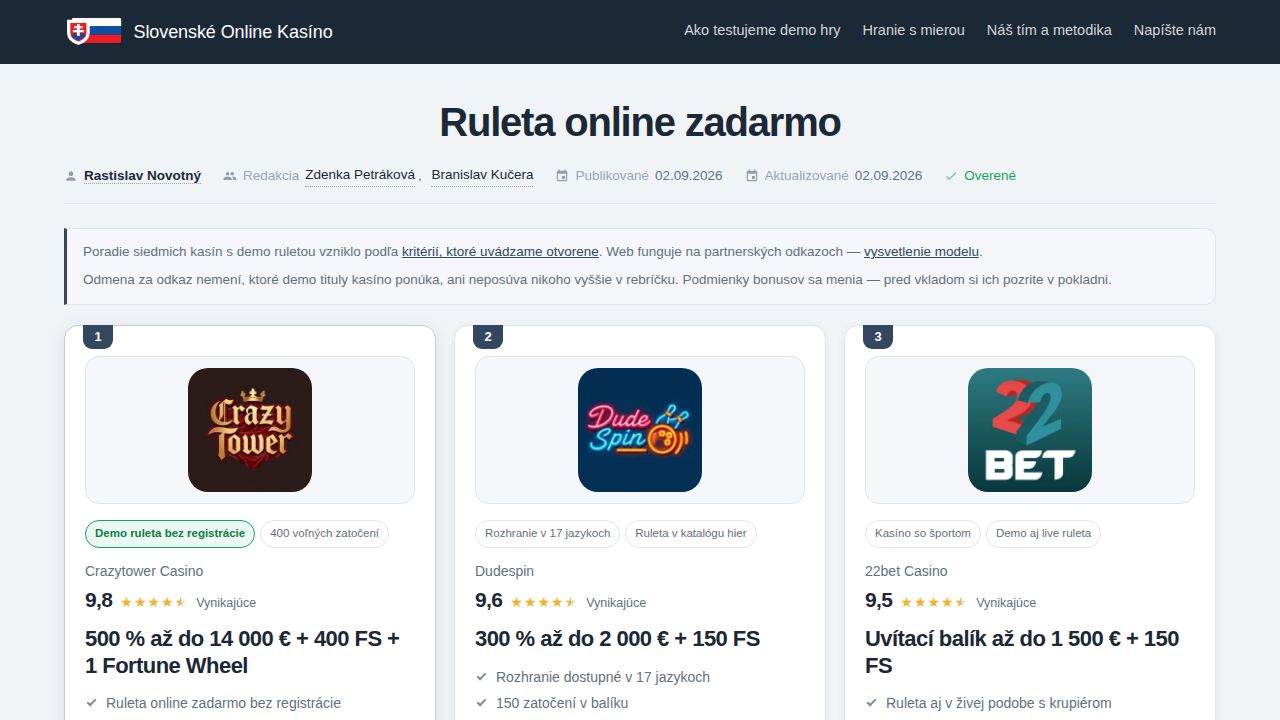 Ruleta online zadarmo 2026: pravidlá, tipy a licencované kasína