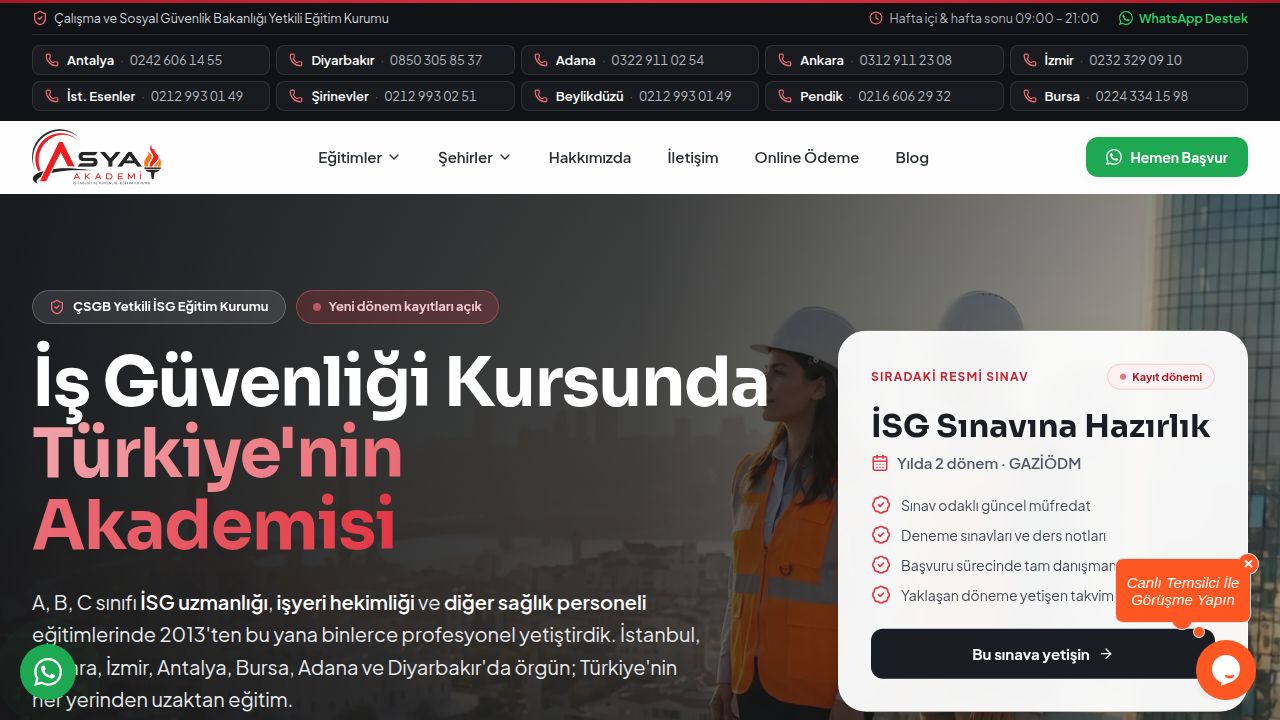 İş Güvenliği Kursu ve İSG Uzmanlığı Eğitimleri | Asya Akademi