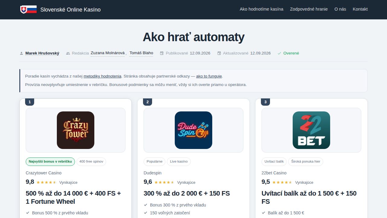 Ako hrať automaty (2026): pravidlá, RTP a stratégia