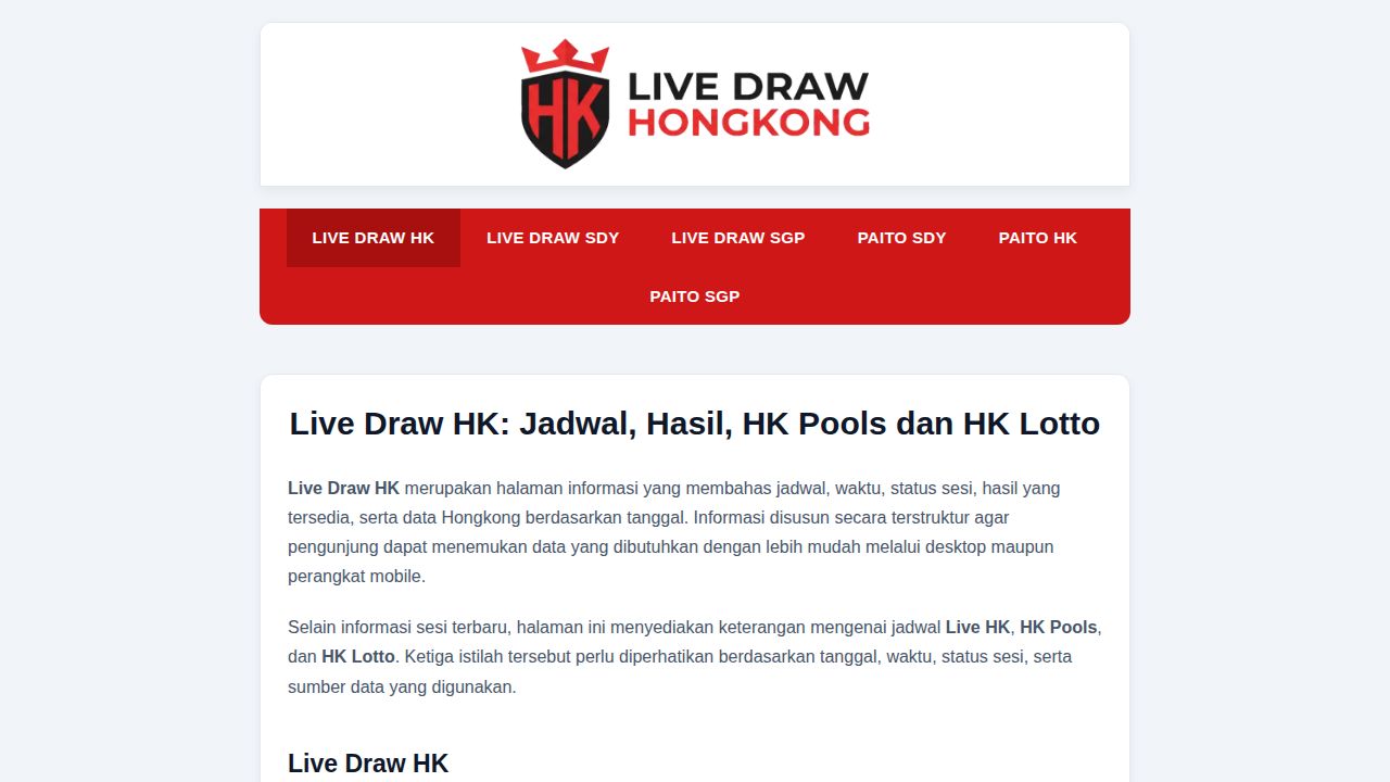 Live Draw HK: Jadwal, Hasil, HK Pools dan HK Lotto
