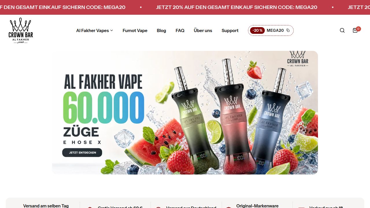 Al Fakher Vape Offizieller Store DE - Original Crown Bar