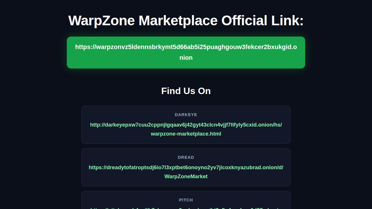 WarpZone Marketplace Official Link