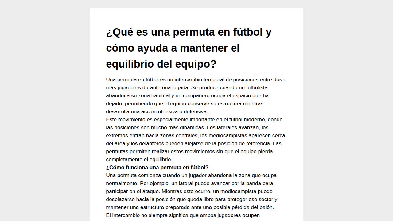 ¿Qué es una permuta en fútbol y cómo ayuda a mantener el equilibrio del equipo?