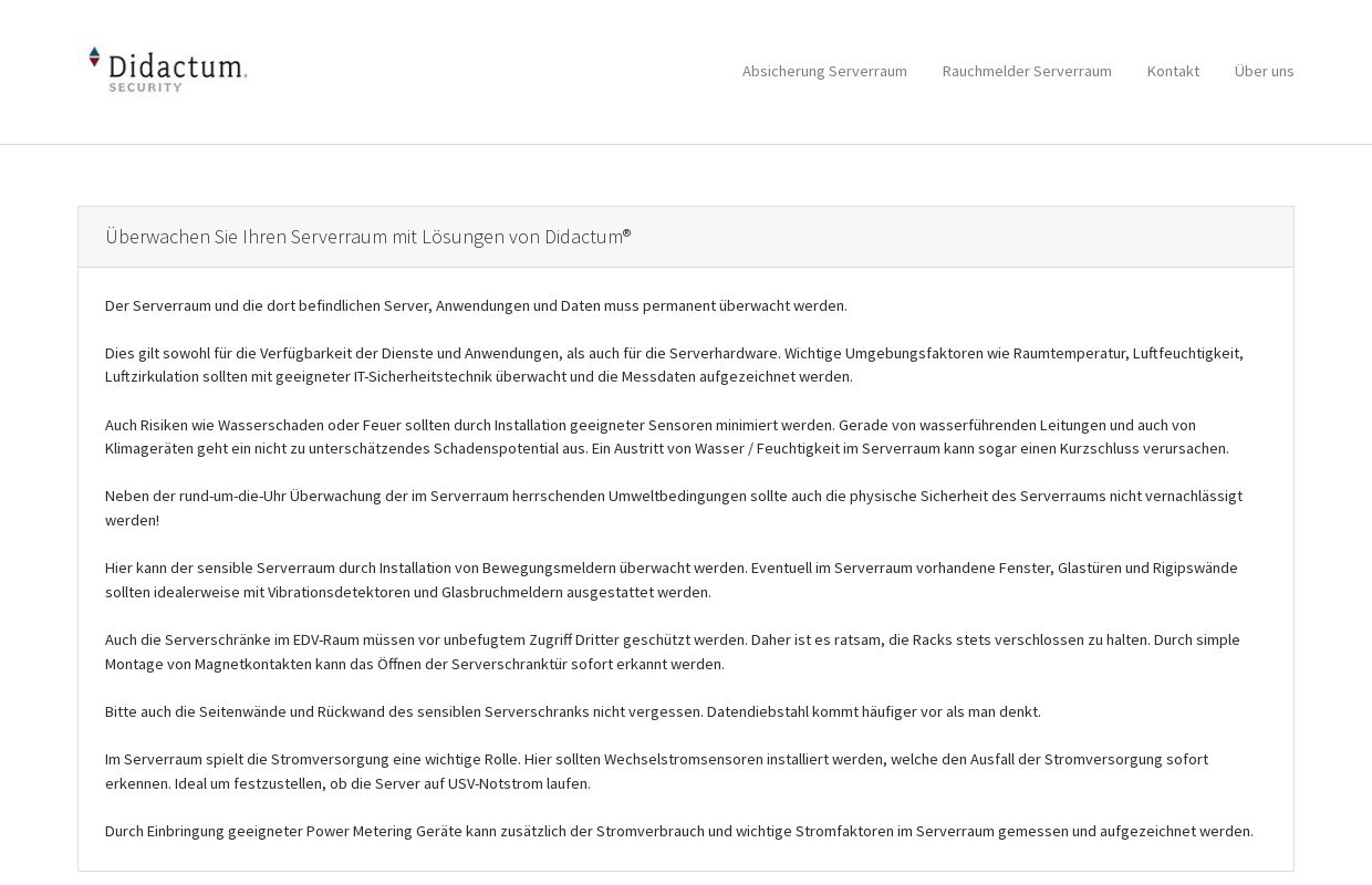 Didactum | Serverraum mit IT Monitoring Systemen überwachen