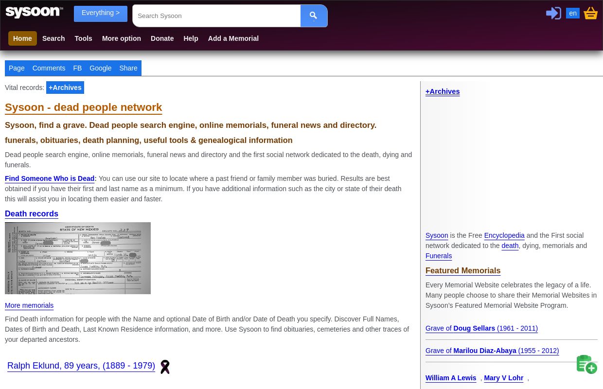 Sysoon - dead people network