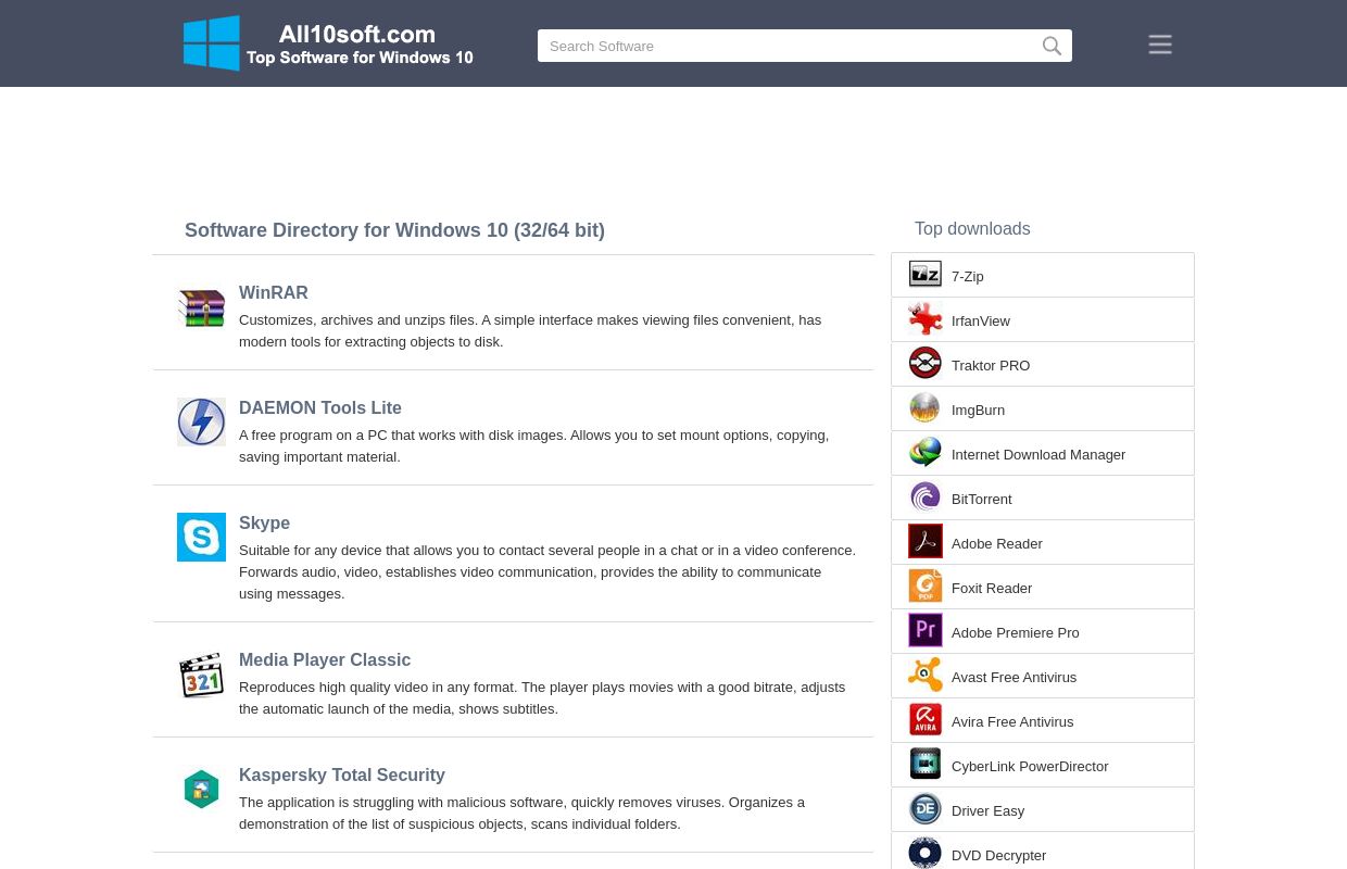 Software Directory for Windows 10 (32/64 bit) in English