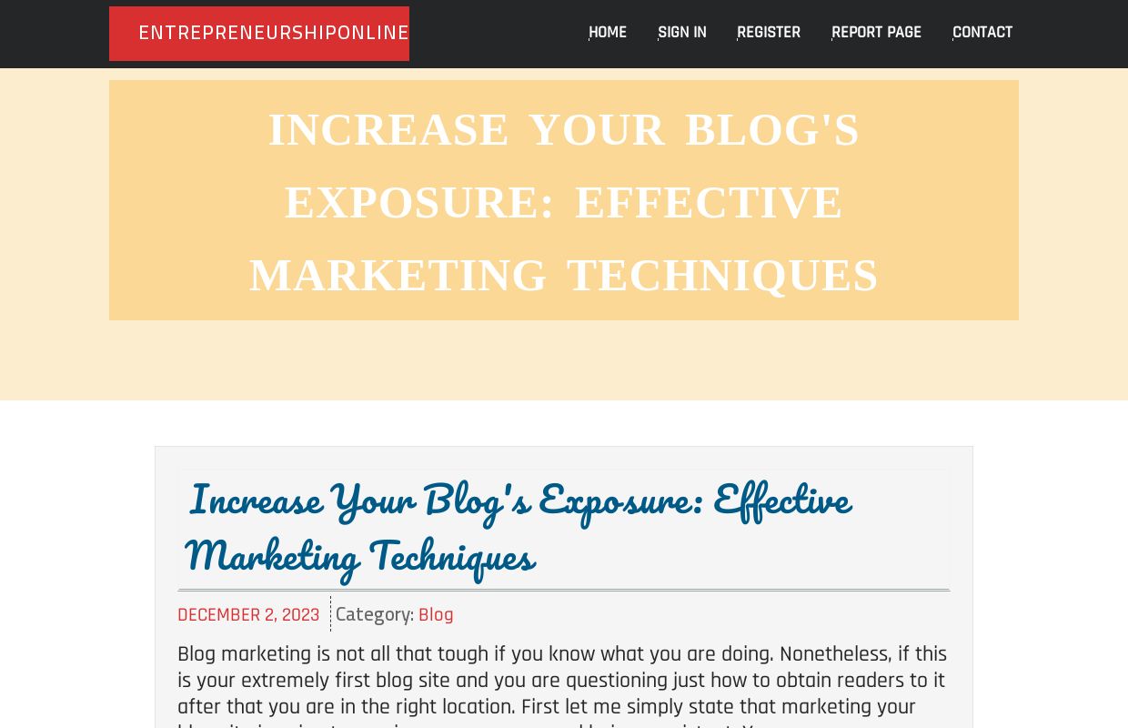 Increase Your Blog's  Exposure: Effective Marketing  Techniques - homepage