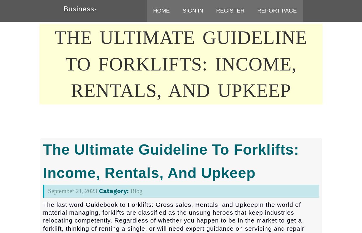 The Ultimate Guideline to Forklifts: Income, Rentals, and Upkeep - homepage