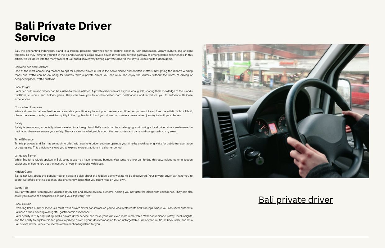 Bali Private Driver Service