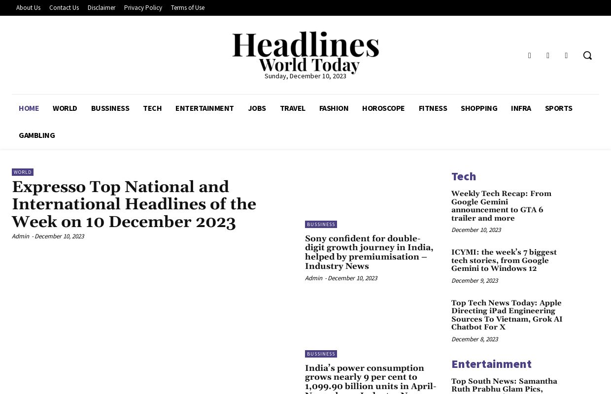 Headlines World News