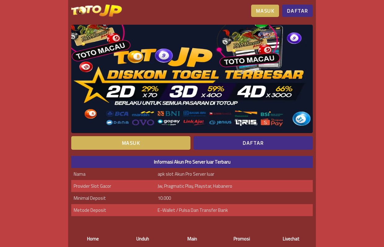 TOTOJP >> Login Daftar Alternatif TOTOJP Akun Pro Server Luar Negeri Terbaik Hari ini