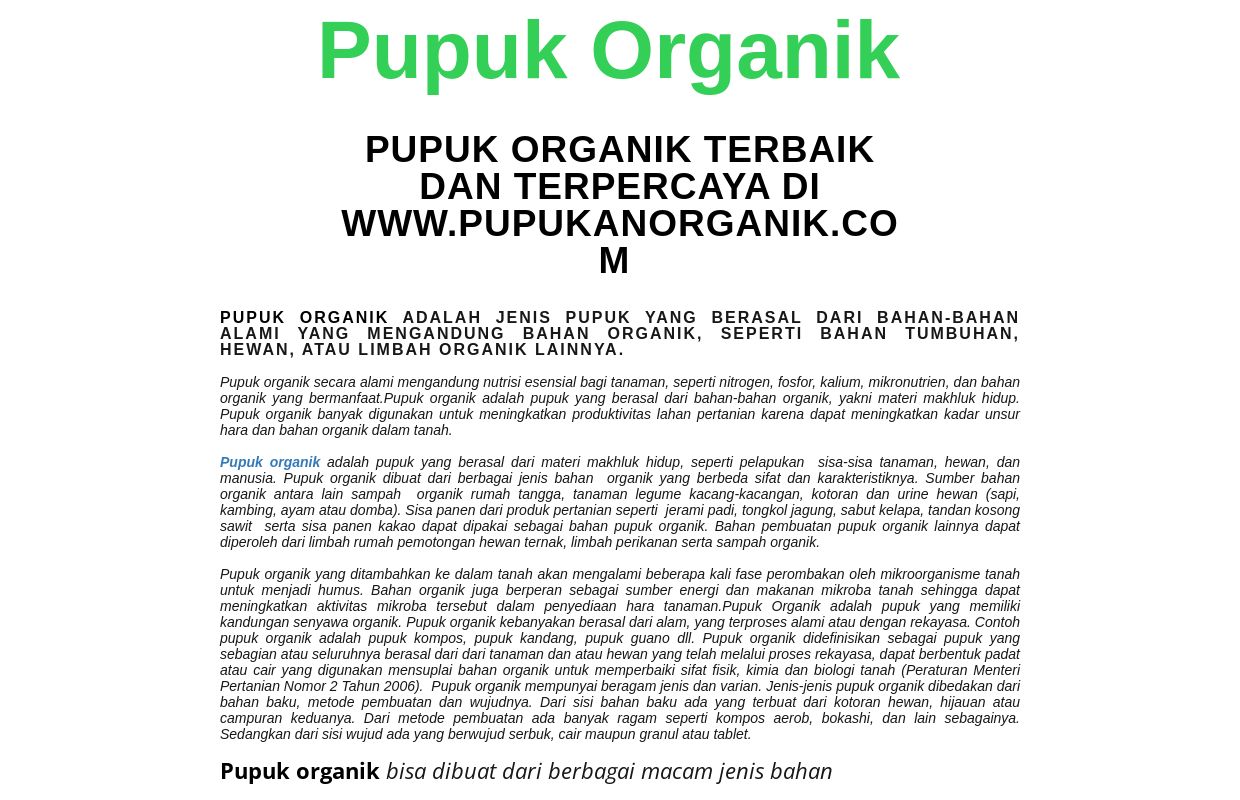 Pupuk Organik terbaik dan terpercaya di pupukanorganik.com