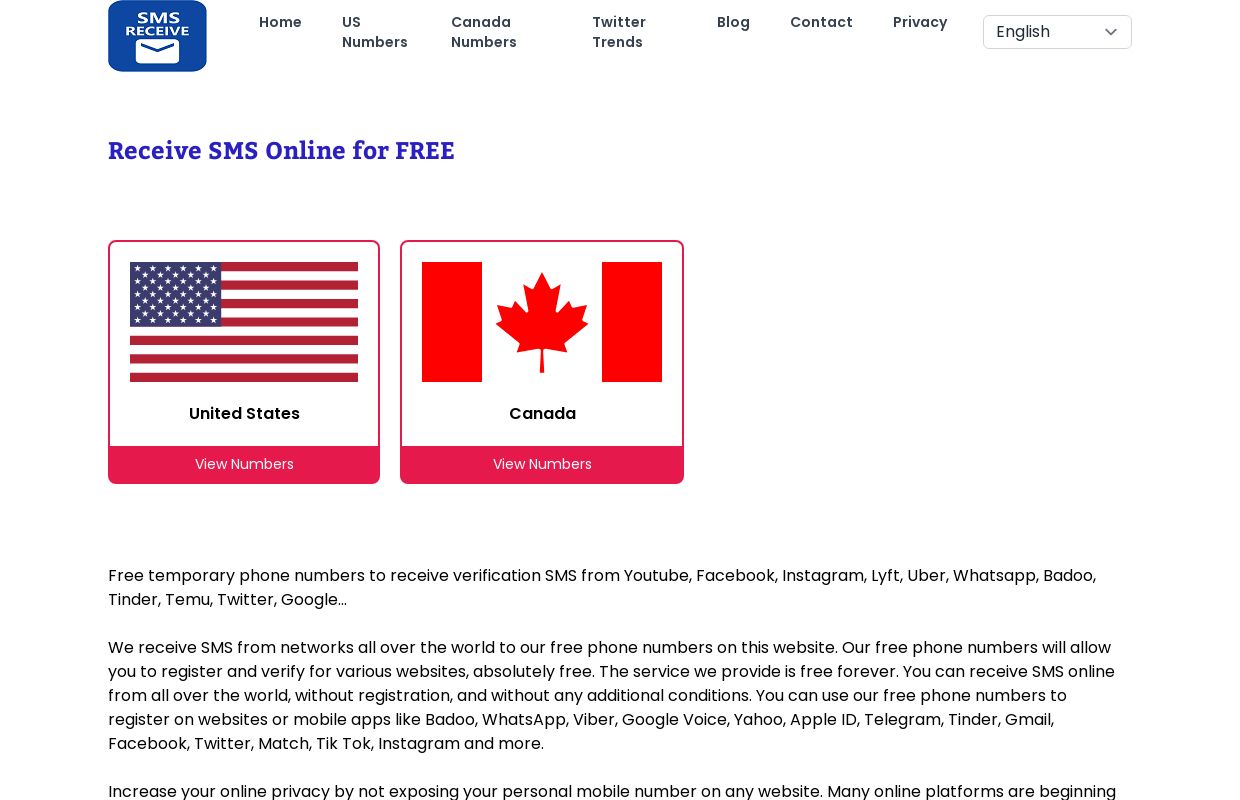Receive SMS Online for FREE | Temporary Phone Numbers For SMS Verification
