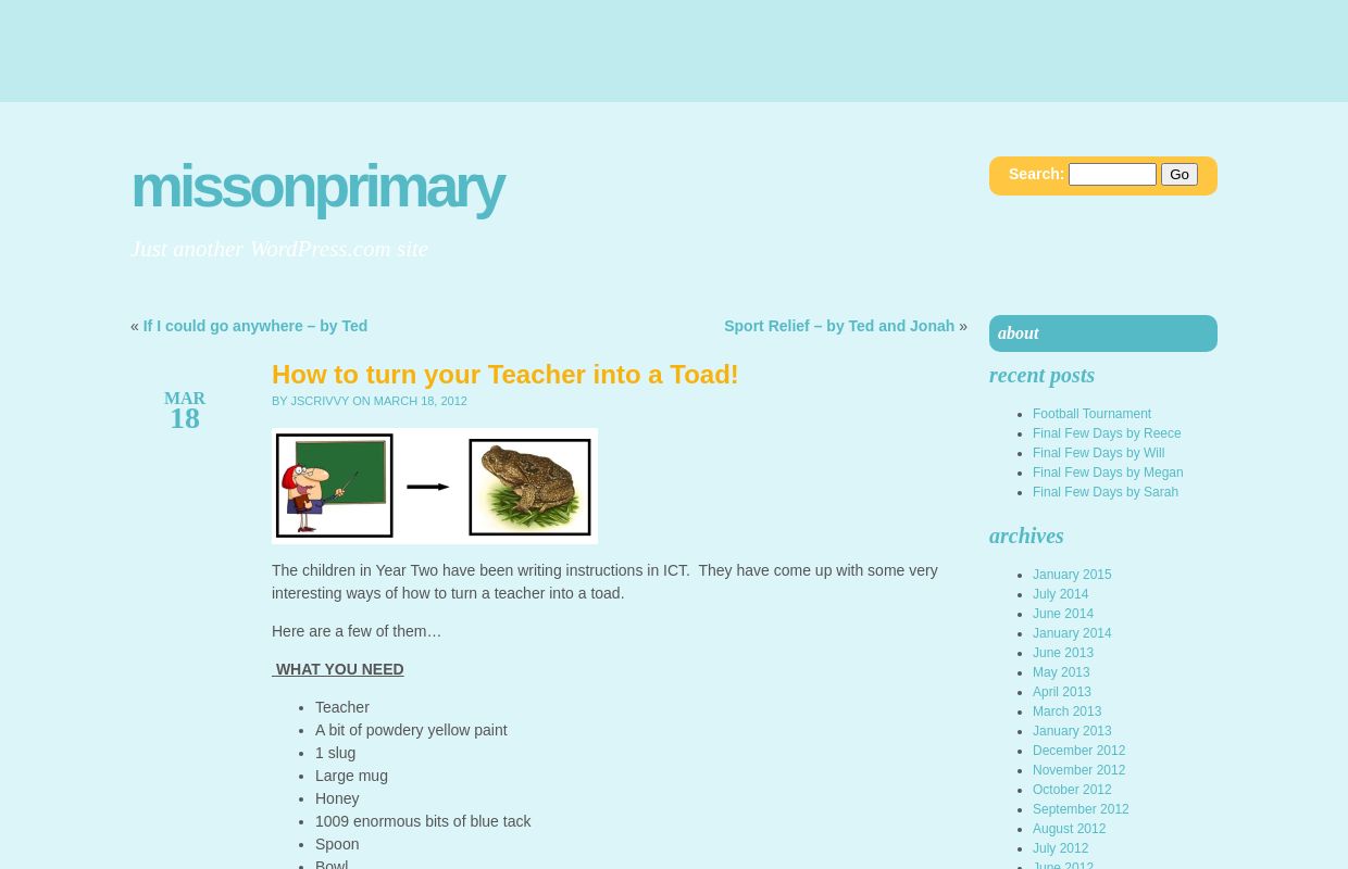 How to turn your Teacher into a Toad! | missonprimary