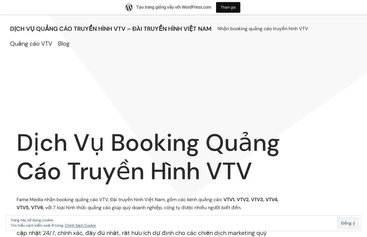 Dịch vụ quảng cáo truyền hình VTV – Đài truyền hình Việt Nam – Nhận booking quảng cáo truyền hình VTV