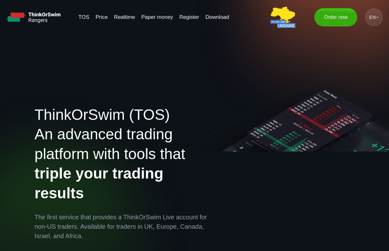 Register ThinkOrSwim (TOS) Realtime Live available in Canada UK Europe