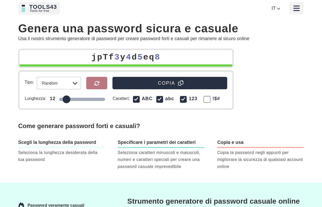 Generatore di password | Crea una password forte, sicura e casuale