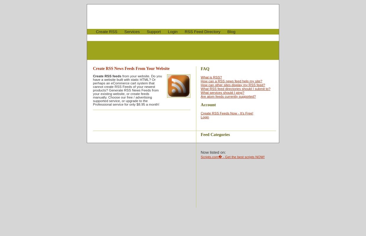 Create RSS Feeds - Free! RSS News Feeds Generated From Your Website