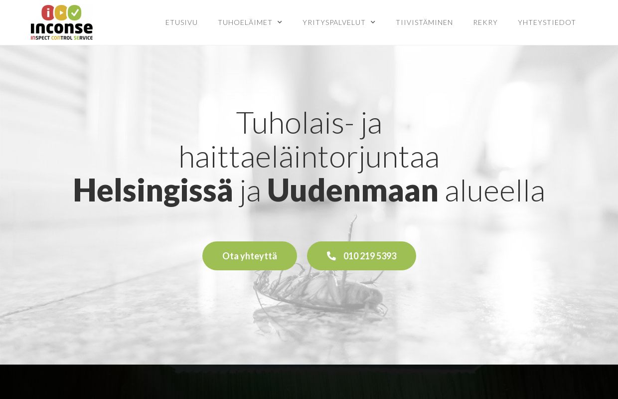 Tuholaistorjunta Helsinki, Espoo & Vantaa - Tuholaistorjunta Inconse Oy