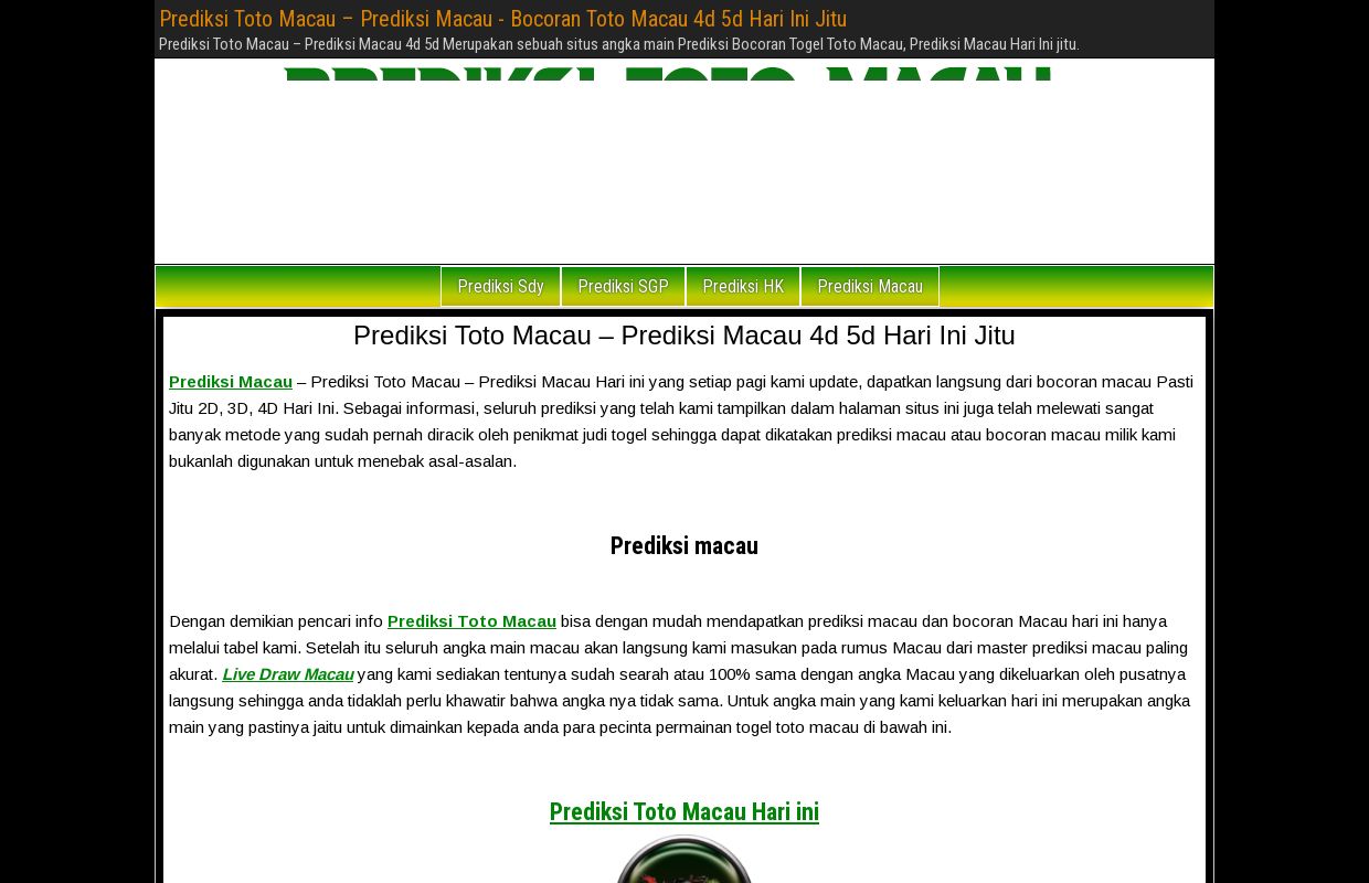 Prediksi Toto Macau - Prediksi Macau 4d 5d Hari Ini Jitu