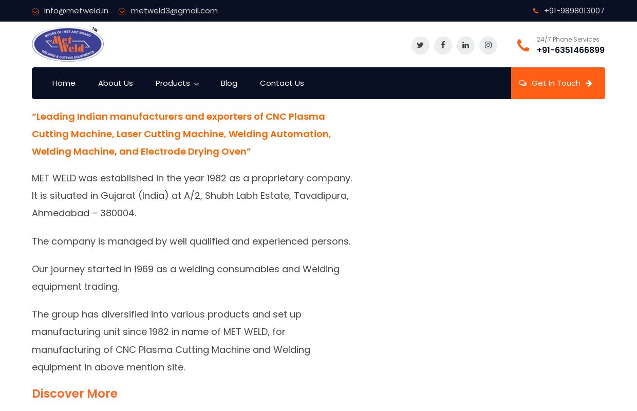 CNC Plasma Cutting Machine Manufacturer | Metweld