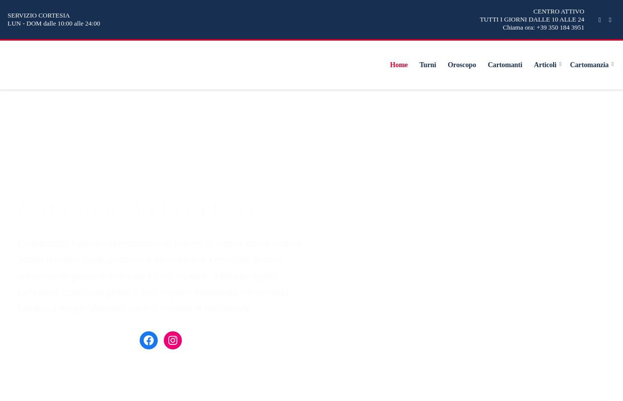 Home Page - Cartomanzia Federico - Sito N° 1 in Italia