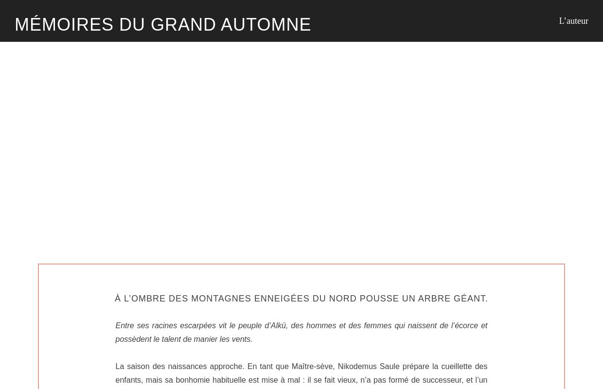 Mémoires du Grand Automne – Stéphane Arnier