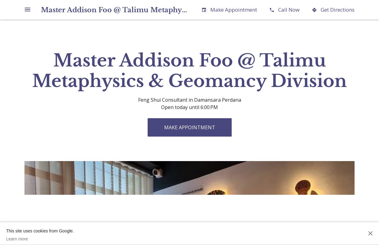 Master Addison Foo @ Talimu Metaphysics & Geomancy Division - Feng Shui Consultant in Damansara Perdana