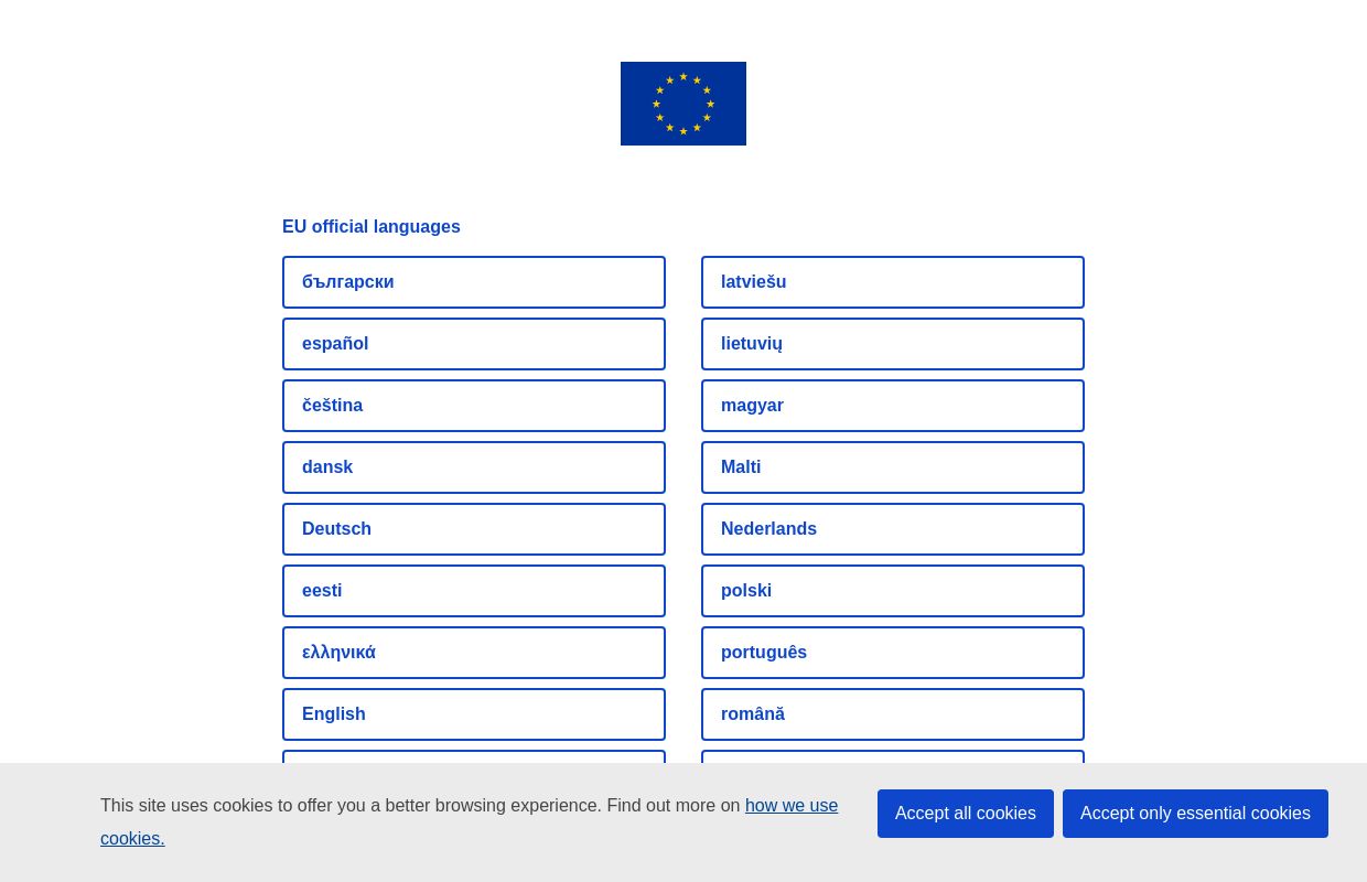 Language selection | European Union