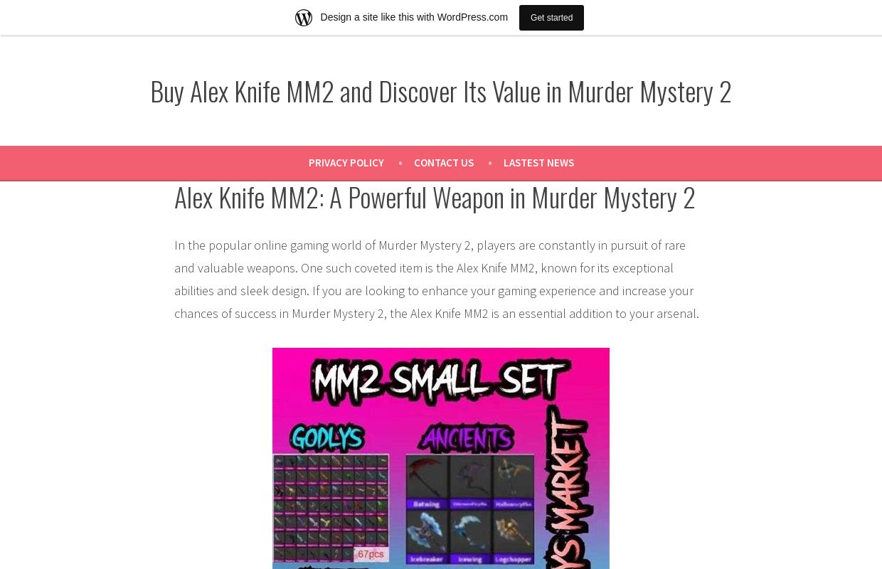 Buy Alex Knife MM2 and Discover Its Value in Murder Mystery 2