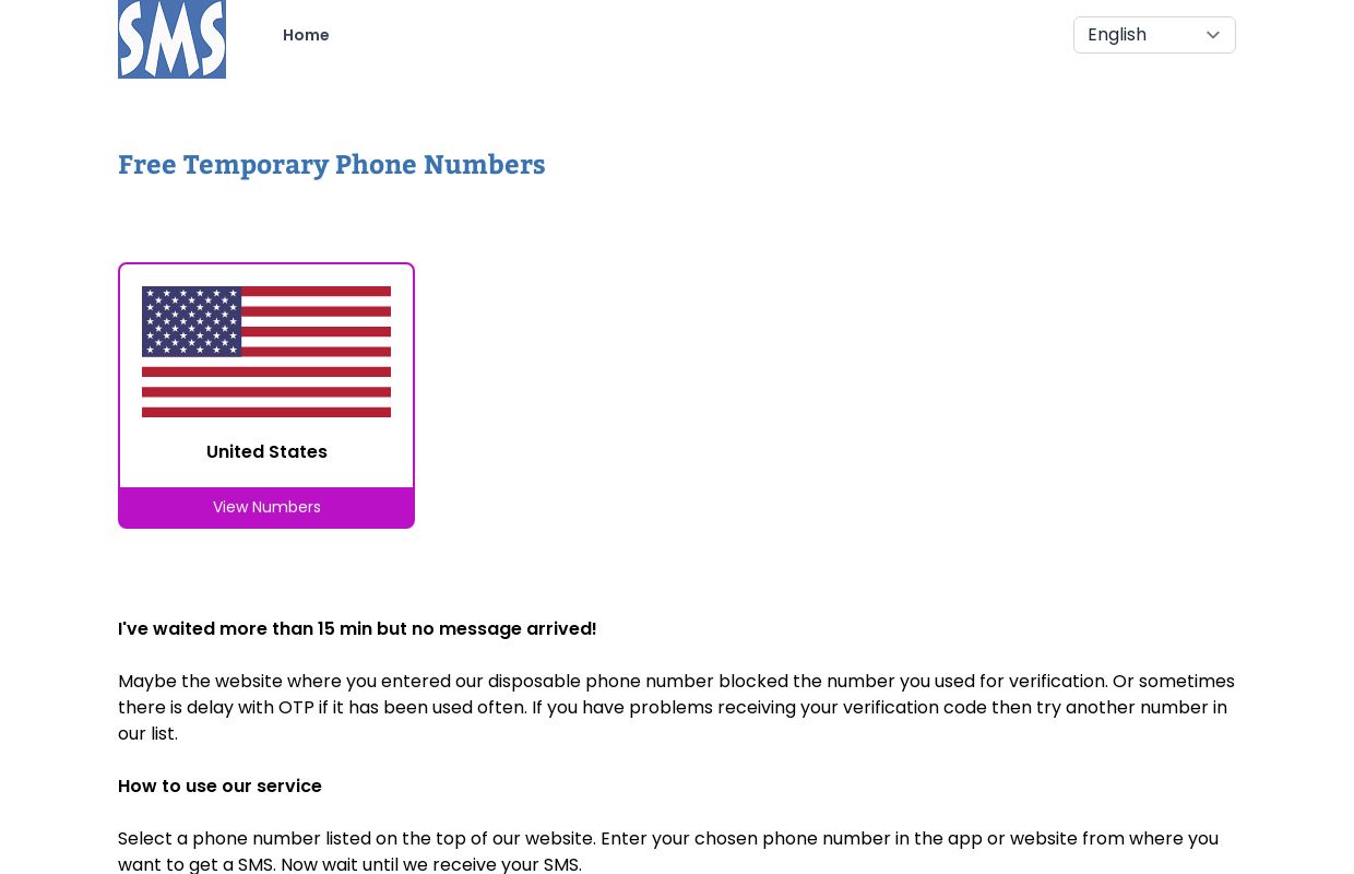 Receive SMS Online | Free Temporary Phone Numbers