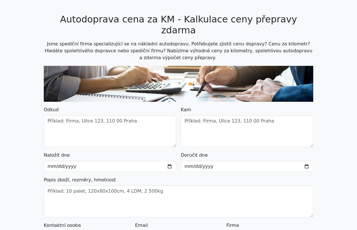 Autodoprava cena za KM - Výpočet ceny paletové přepravy zdarma