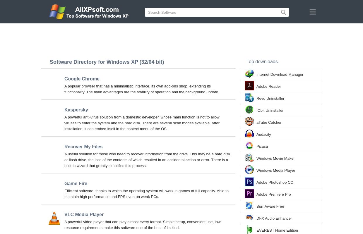 Software Directory for Windows XP (32/64 bit) in English