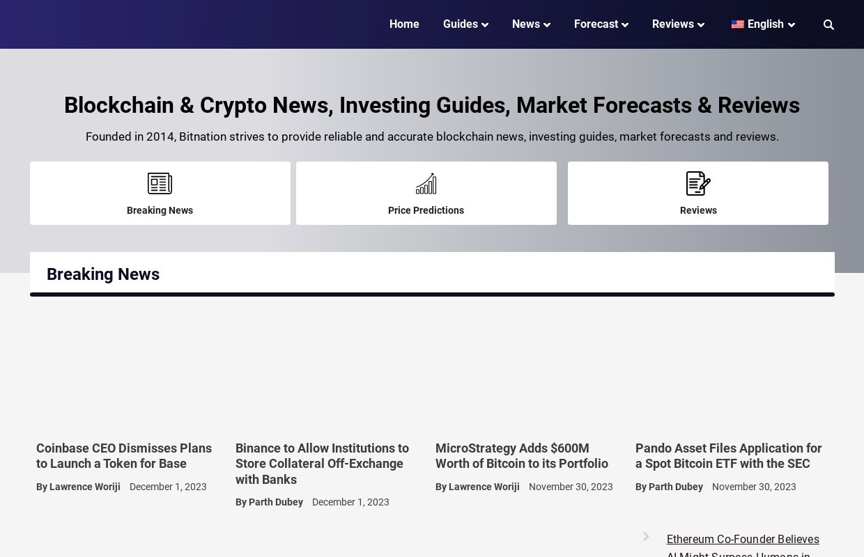 Blockchain & Cryptocurrency News, Investing Guides, Market Forecasts & Reviews – Bitnation