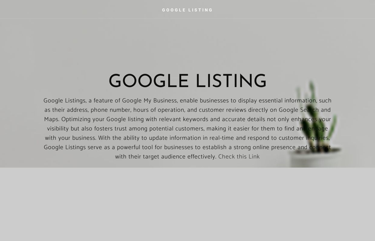 GOOGLE LISTING - Home