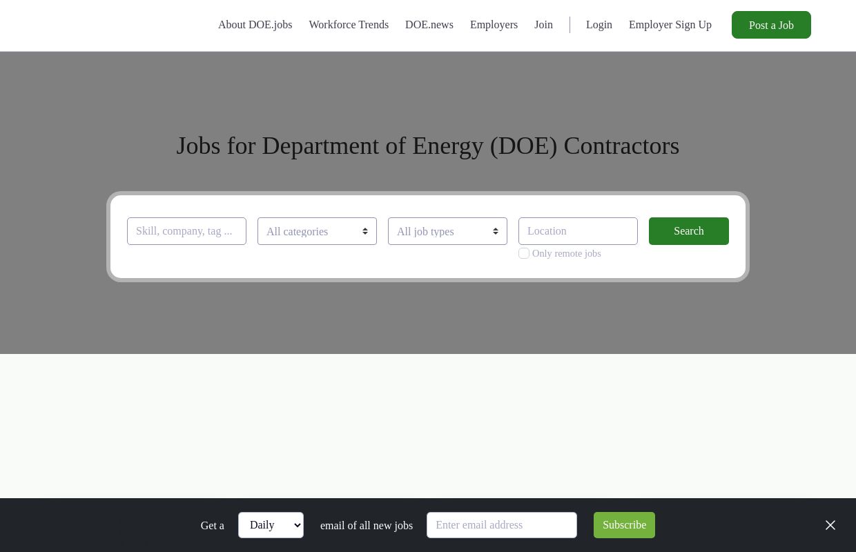 DOE jobs: Department of Energy (DOE) Contractors Job Board