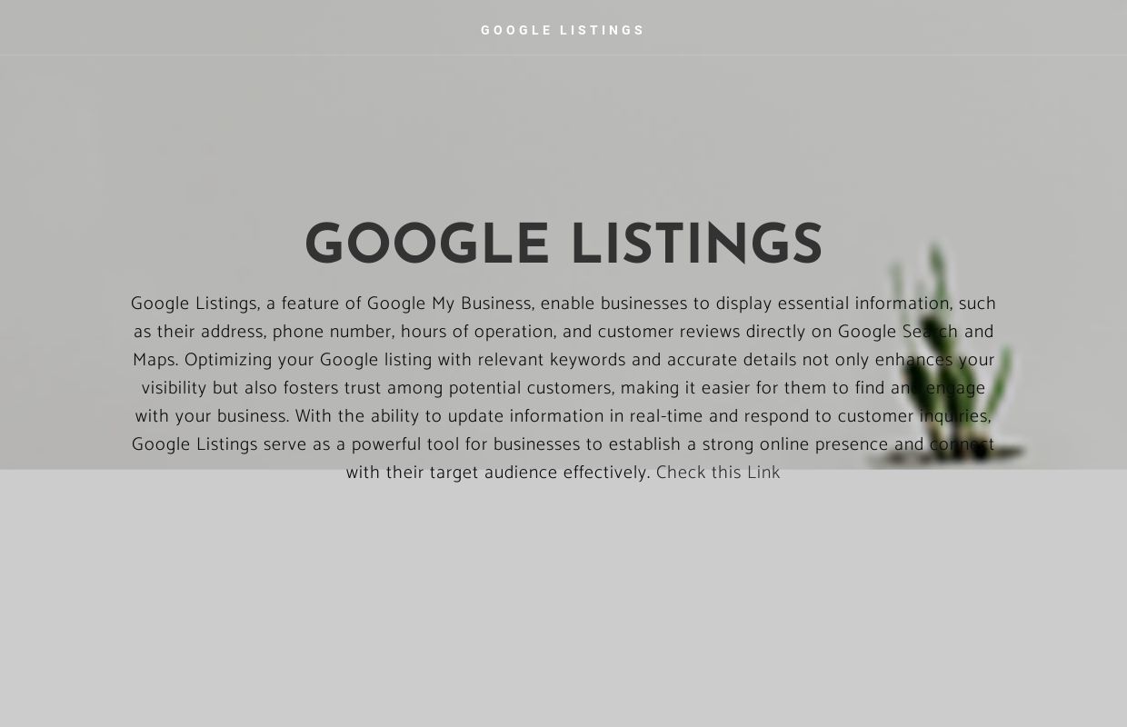 GOOGLE LISTINGS - Home