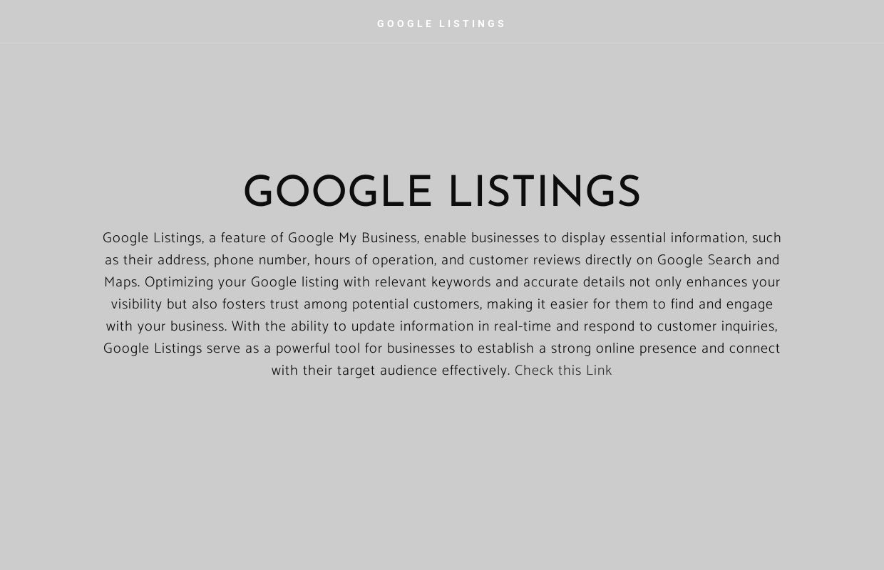 GOOGLE LISTINGS - Home