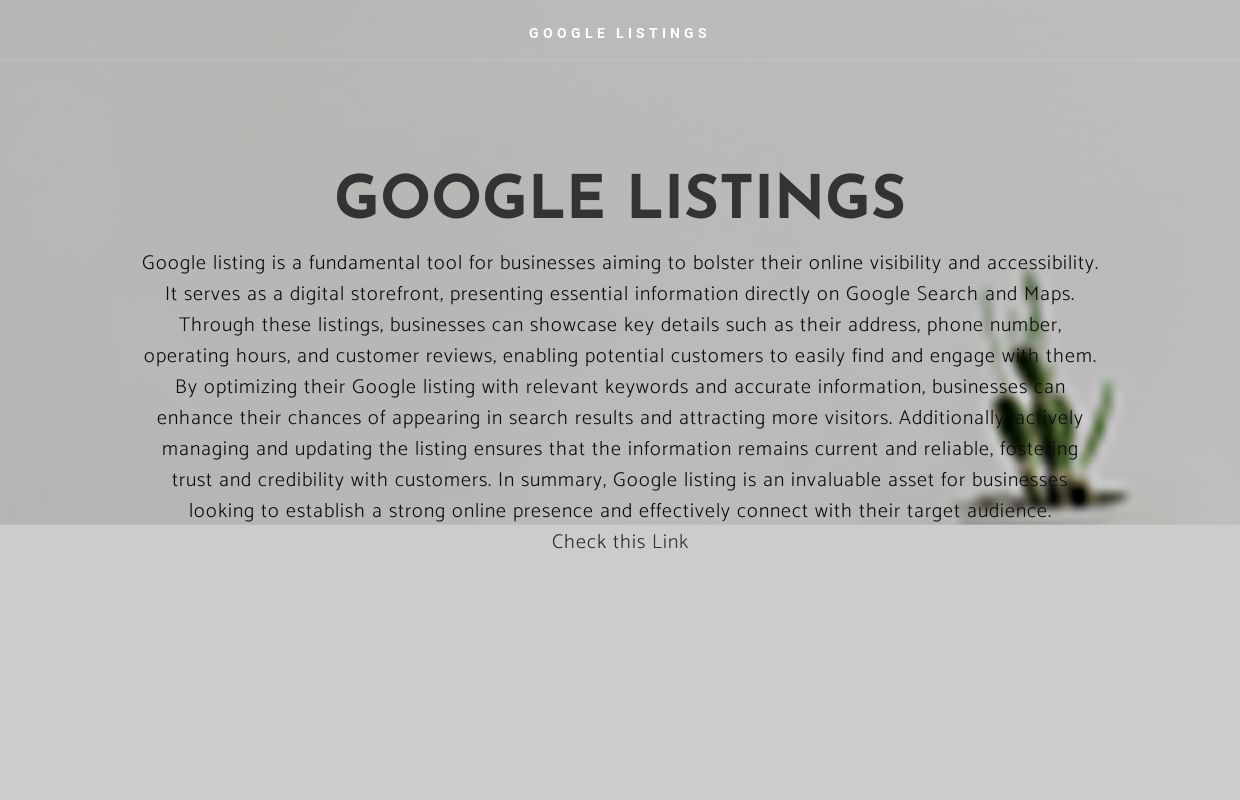 GOOGLE LISTINGS - Home