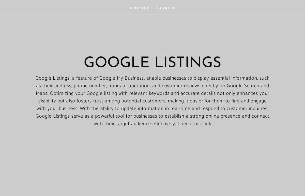 GOOGLE LISTINGS - Home