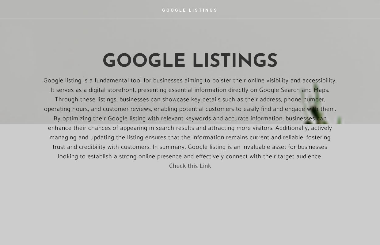 GOOGLE LISTINGS - Home