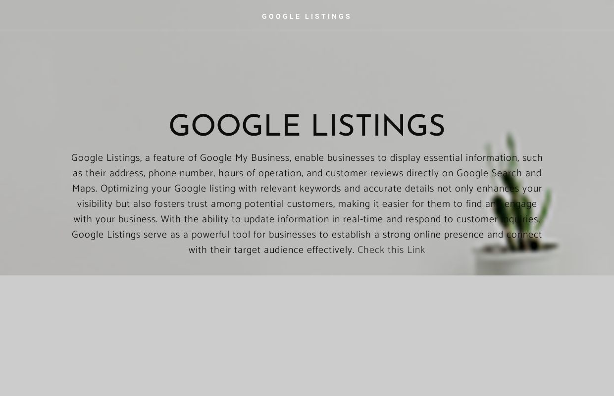 GOOGLE LISTINGS - Home