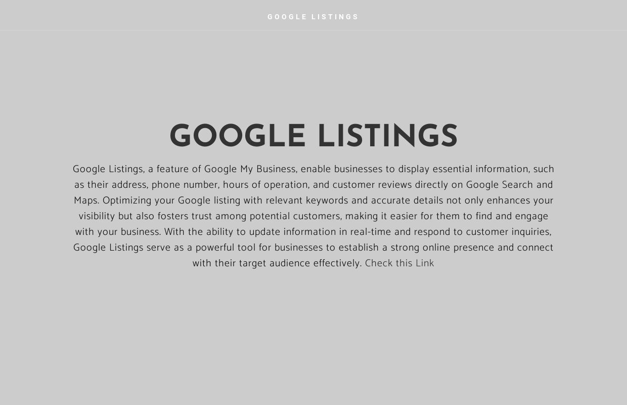 GOOGLE LISTINGS - Home