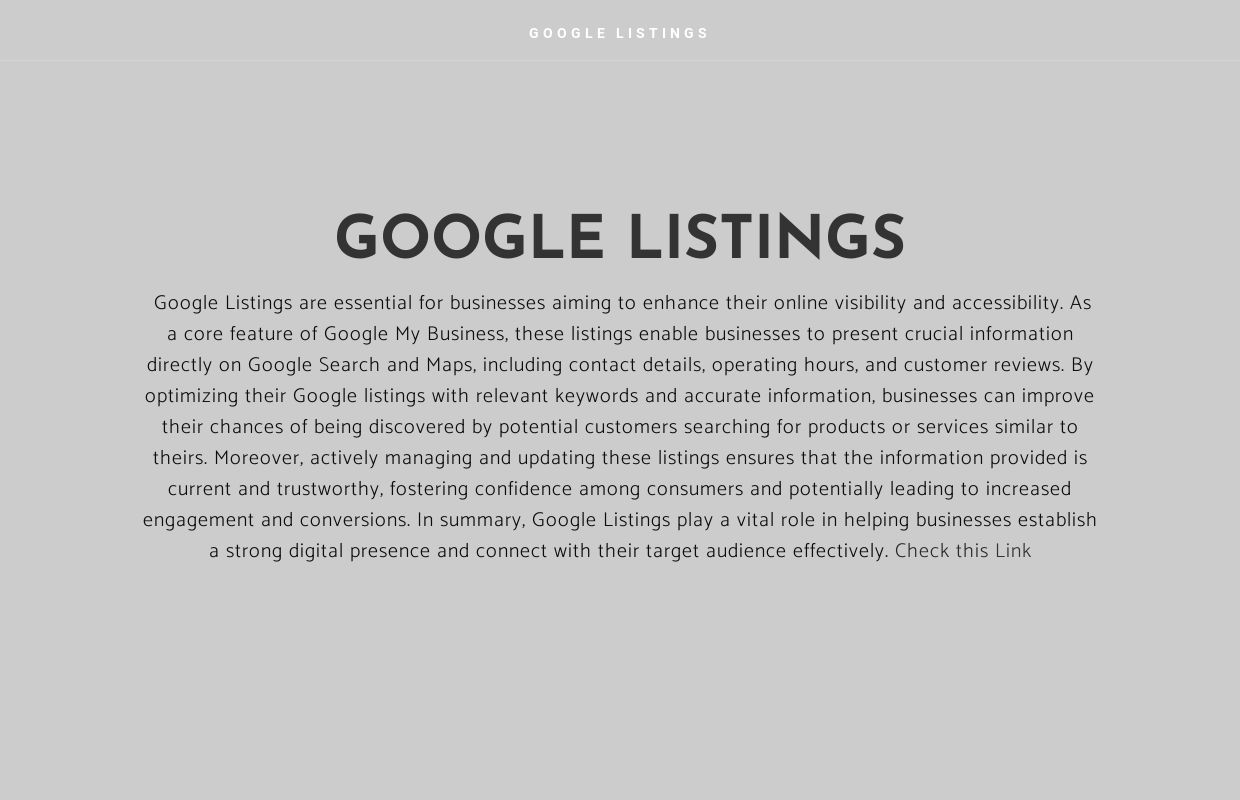 GOOGLE LISTINGS - Home