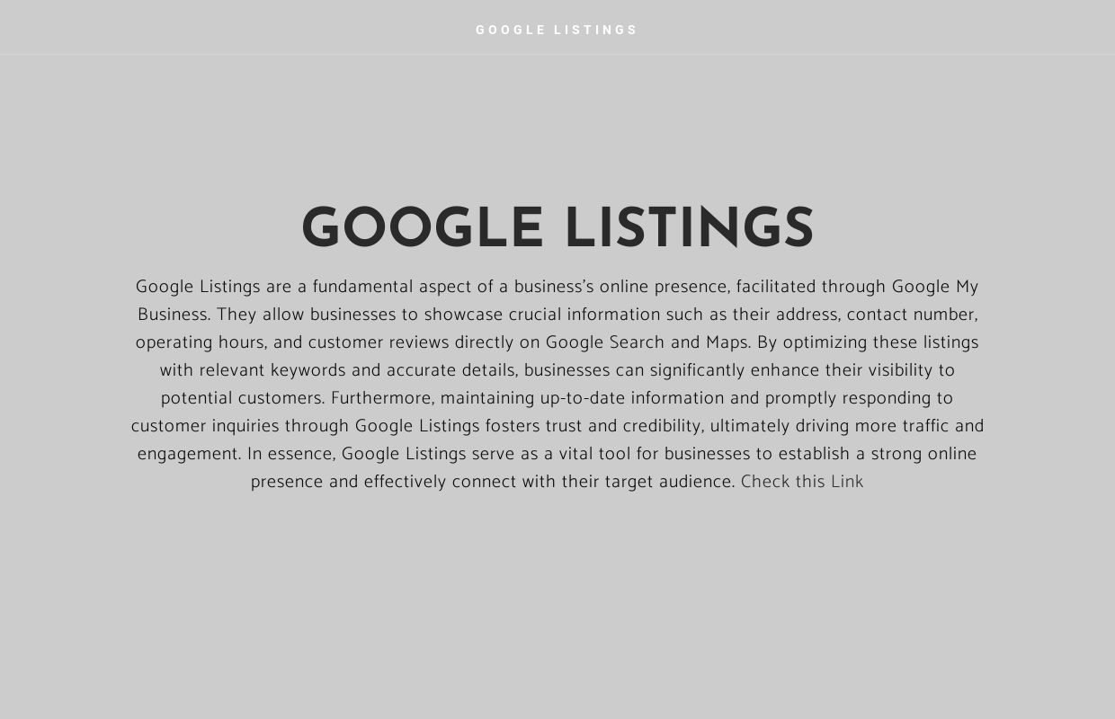 GOOGLE LISTINGS - Home