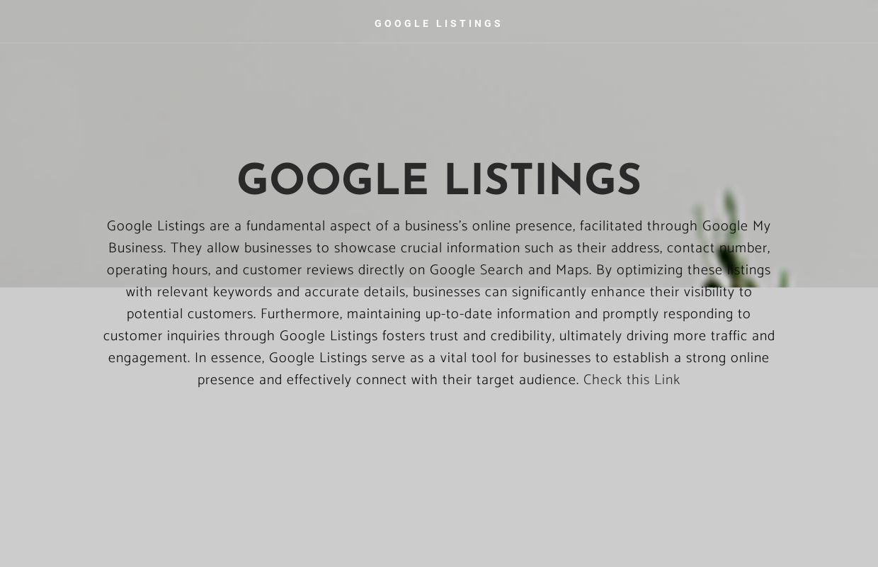 GOOGLE LISTINGS - Home