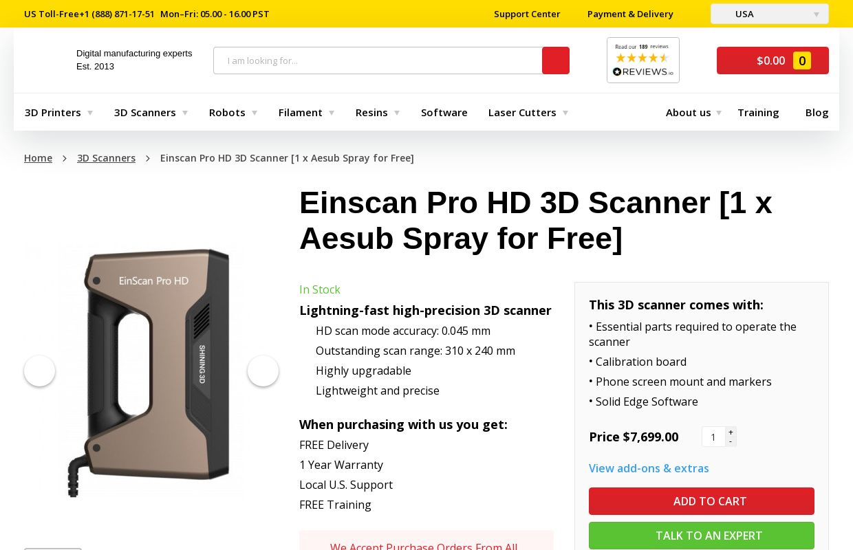 Einscan Pro HD | Shining 3D Scanner