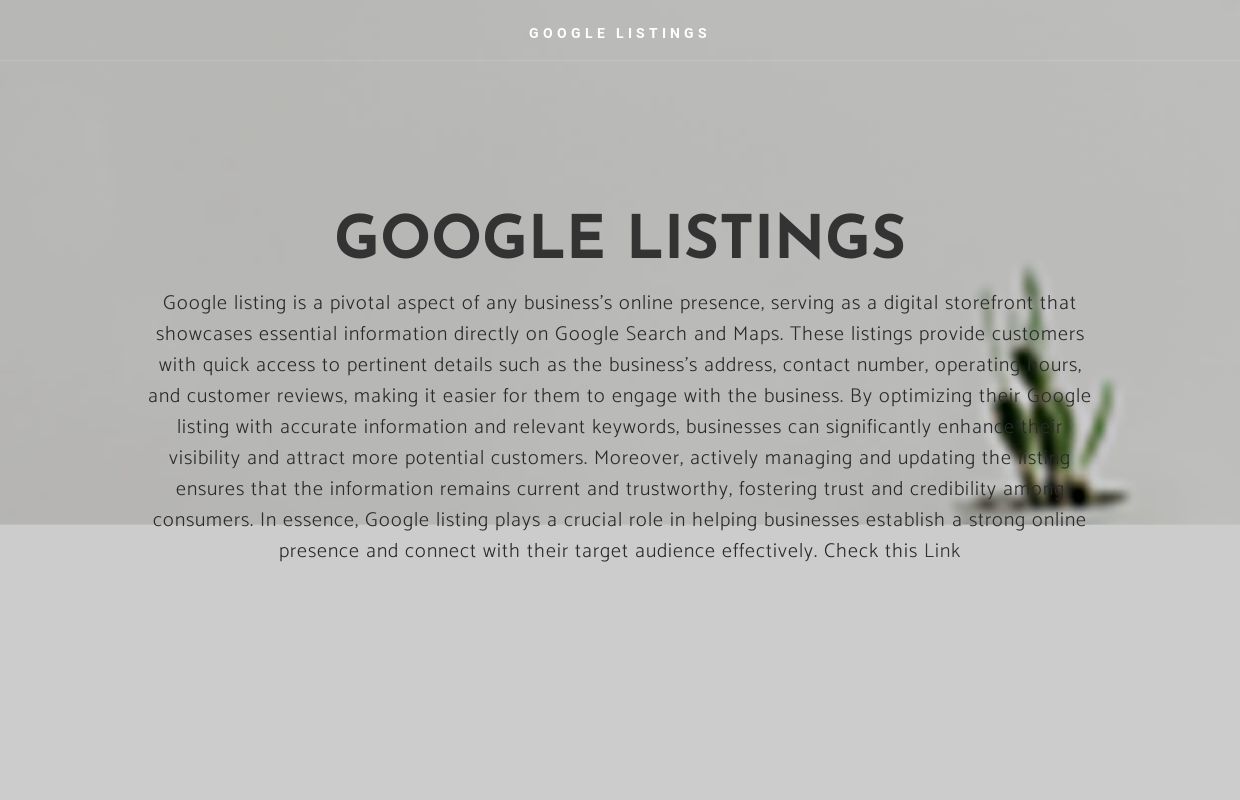 GOOGLE LISTINGS - Home